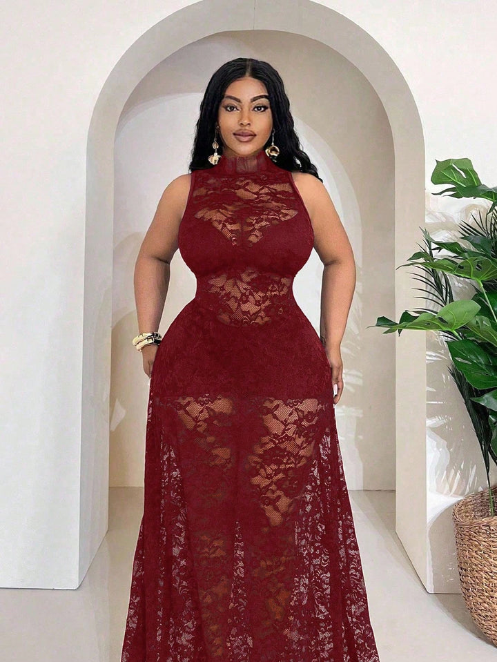 SHEIN bordó maxi ruha