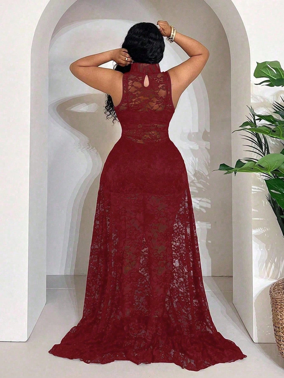 SHEIN bordó maxi ruha