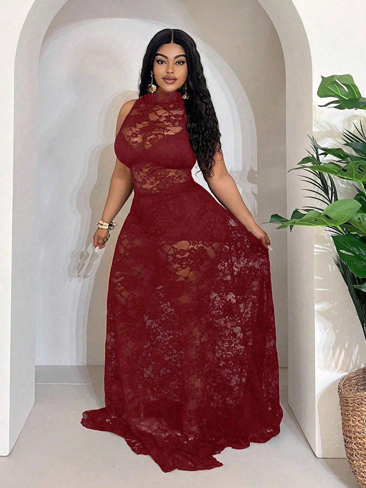 SHEIN bordó maxi ruha