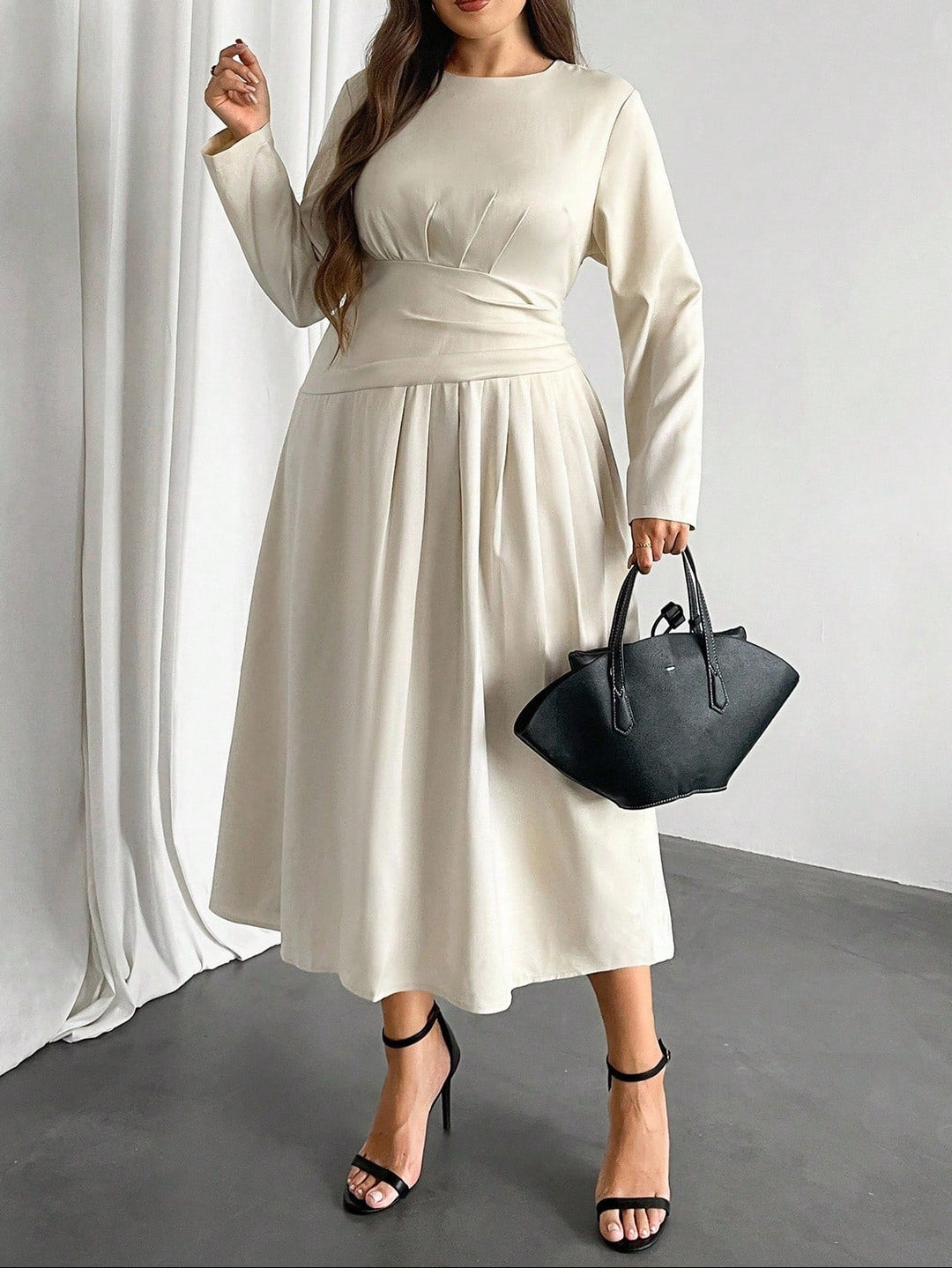 Rochie midi Shein Curve+, bej