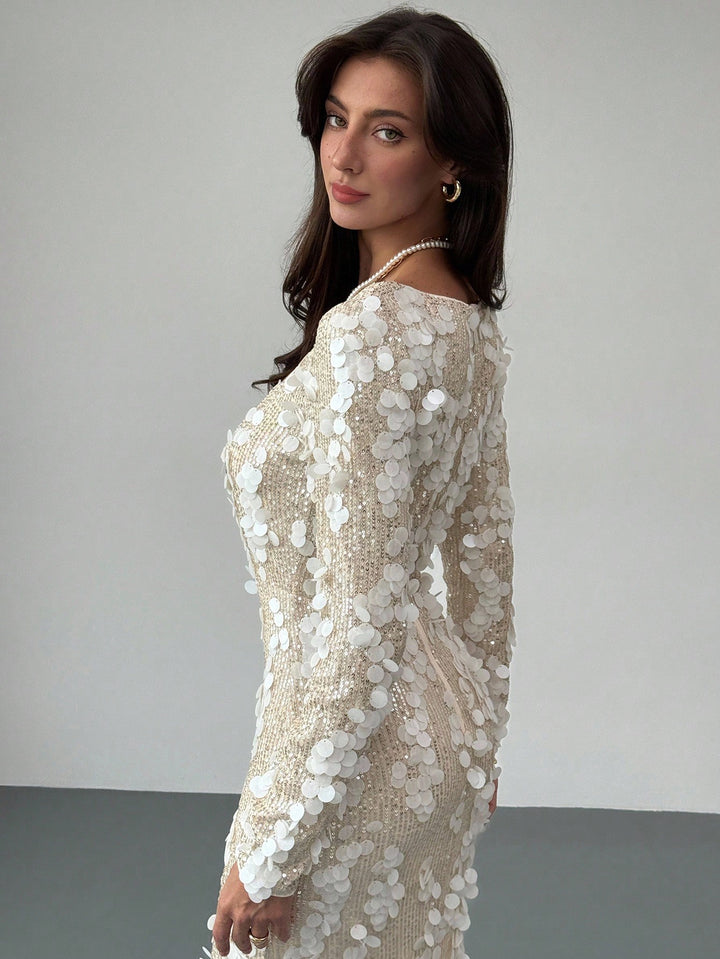 Rochie maxi SHEIN, crem