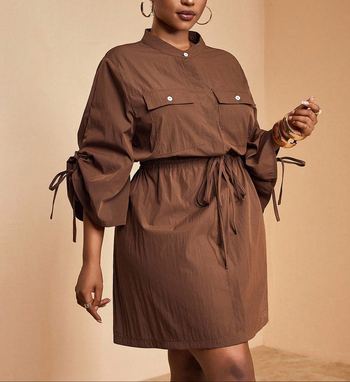 Shein Curve+ miniruha, barna