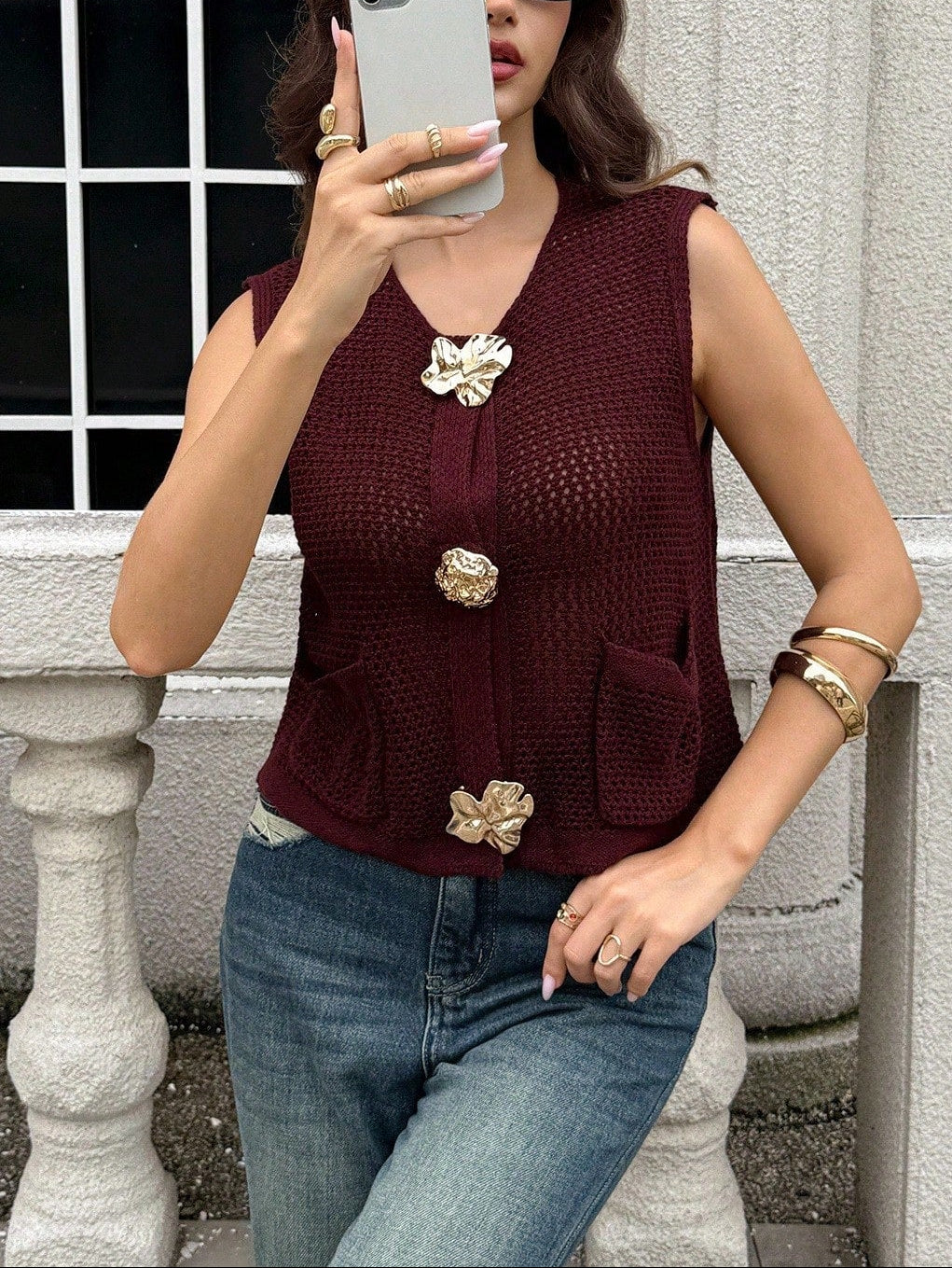 Shein mellény, bordó