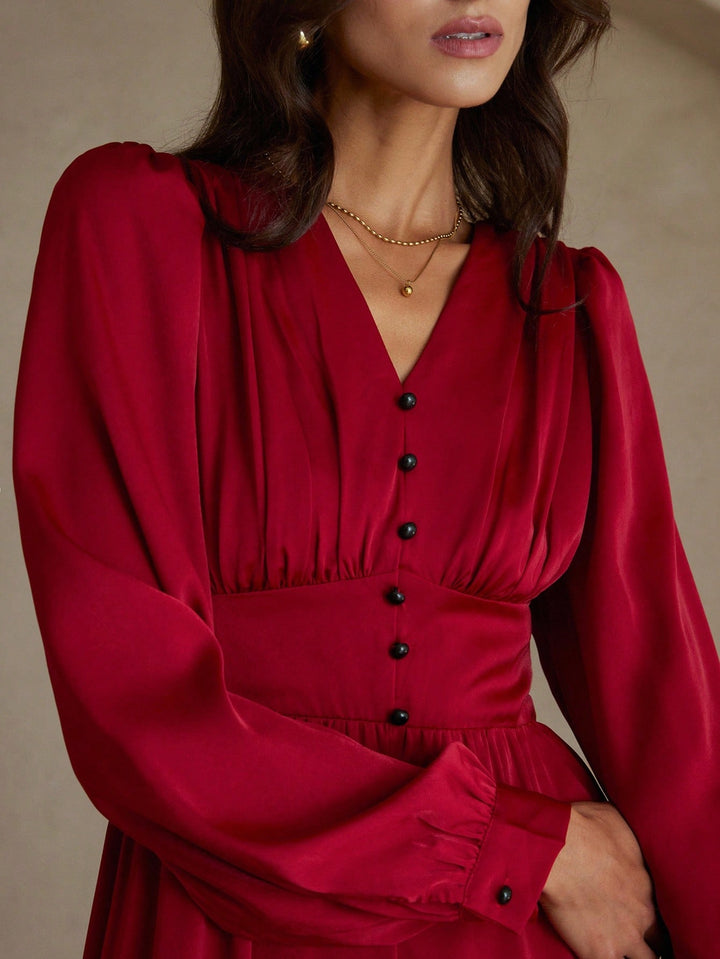 SHEIN maxi ruha, bordó