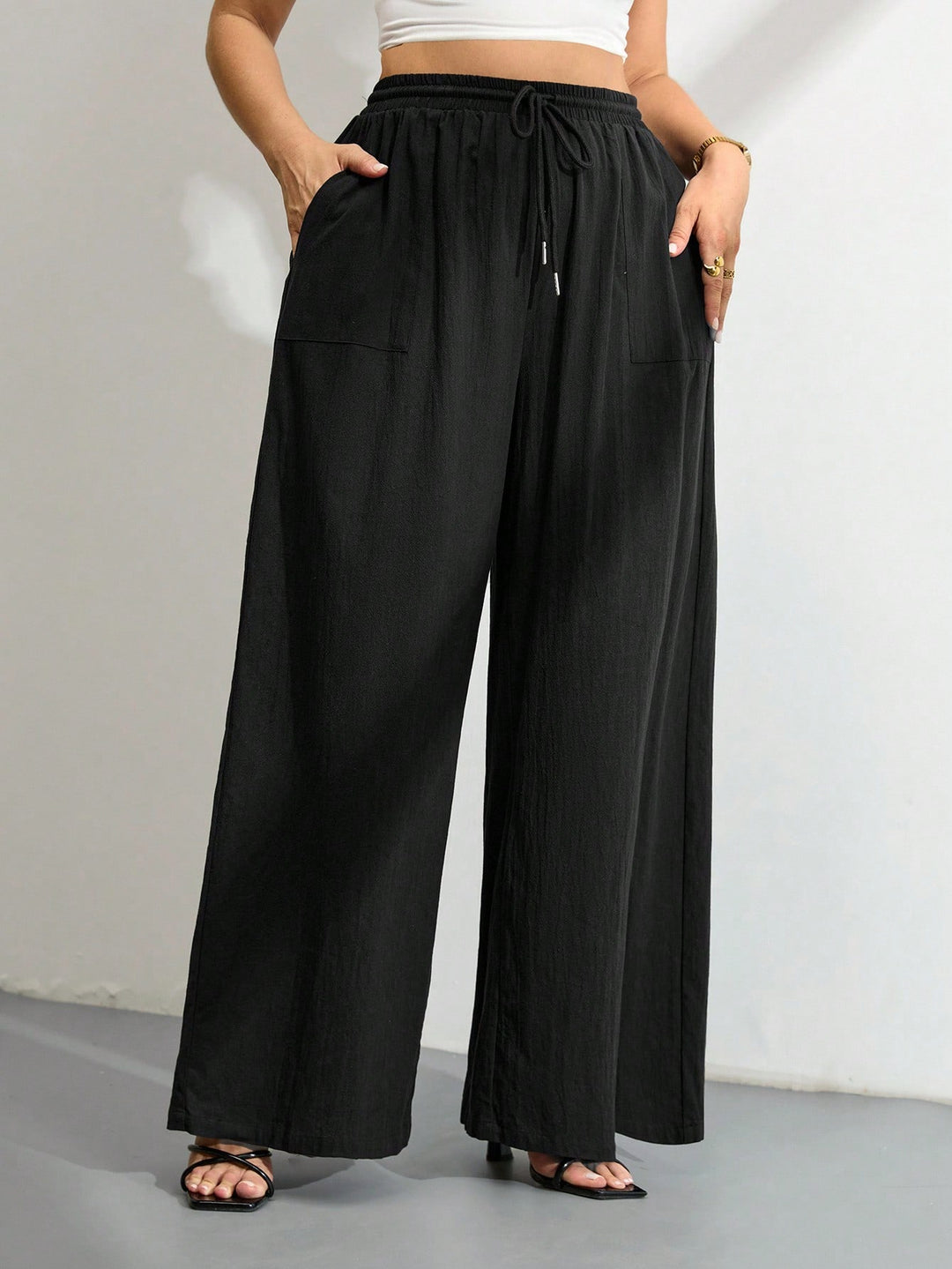 Shein Curve+ nadrág, fekete