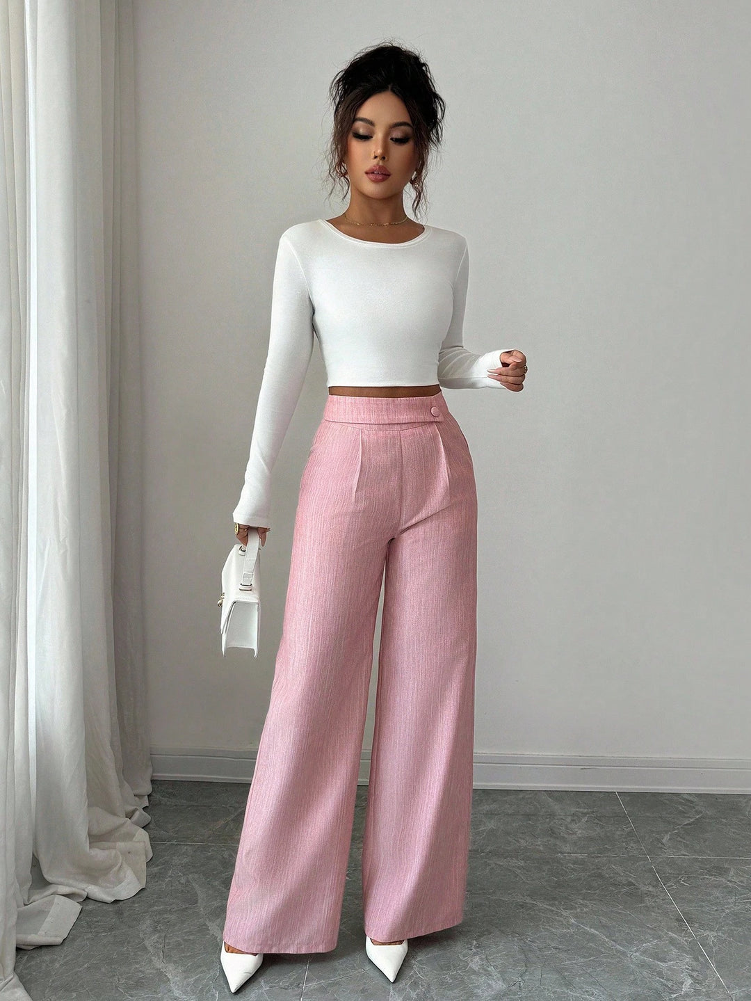 Pantaloni SHEIN, roz