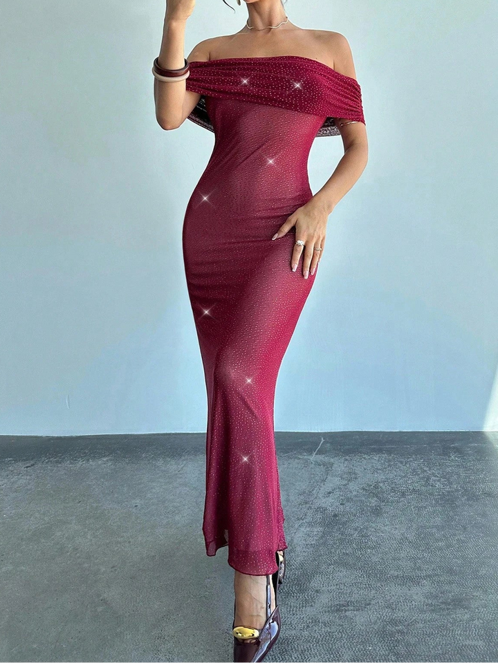 Shein bordó midi ruha