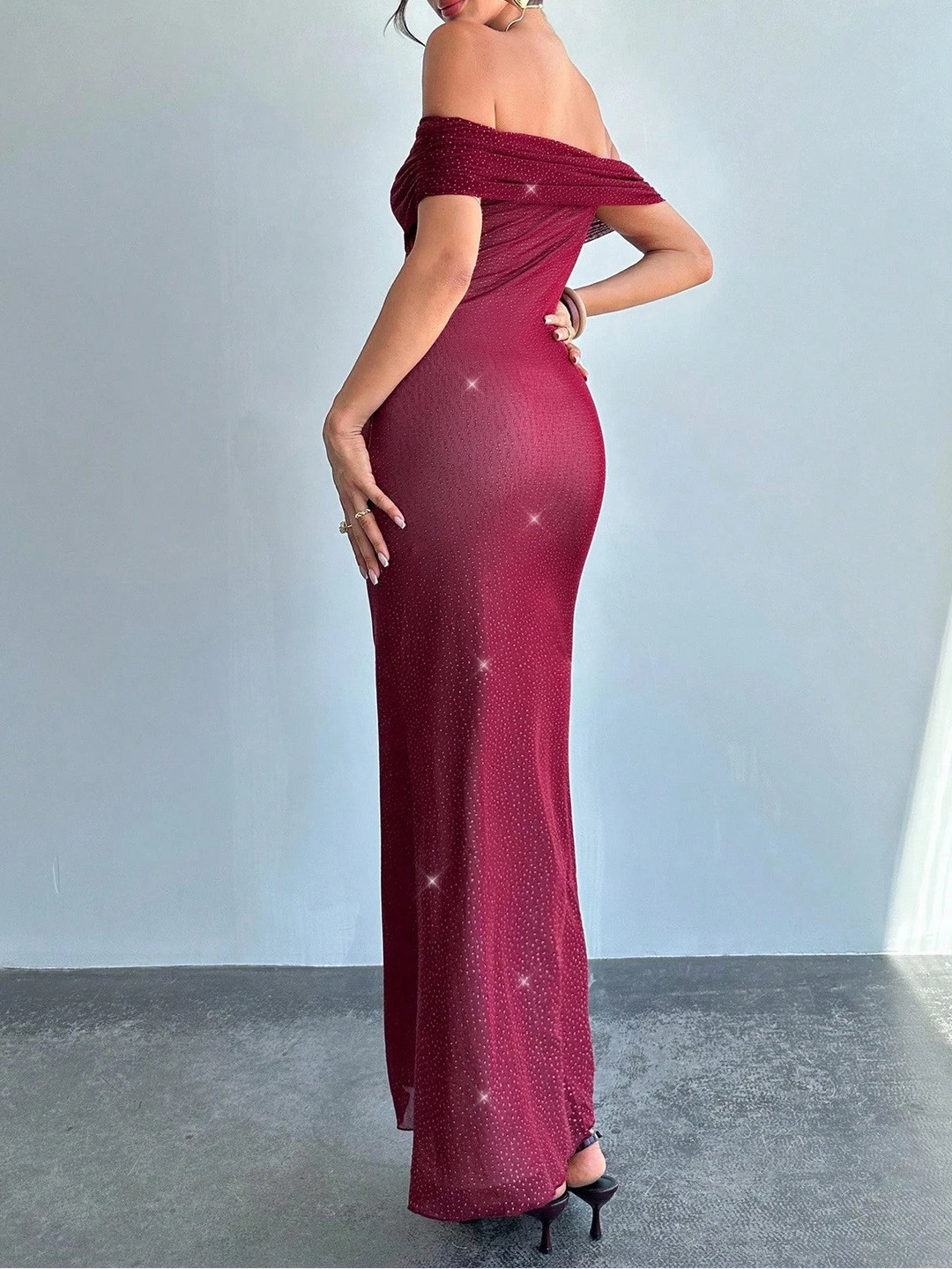Shein bordó midi ruha