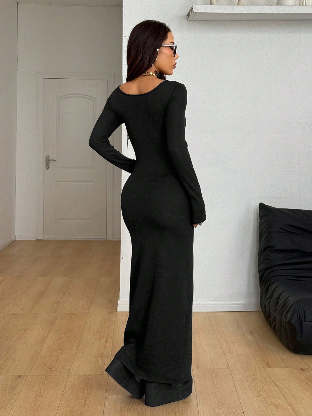 SHEIN maxi ruha, fekete