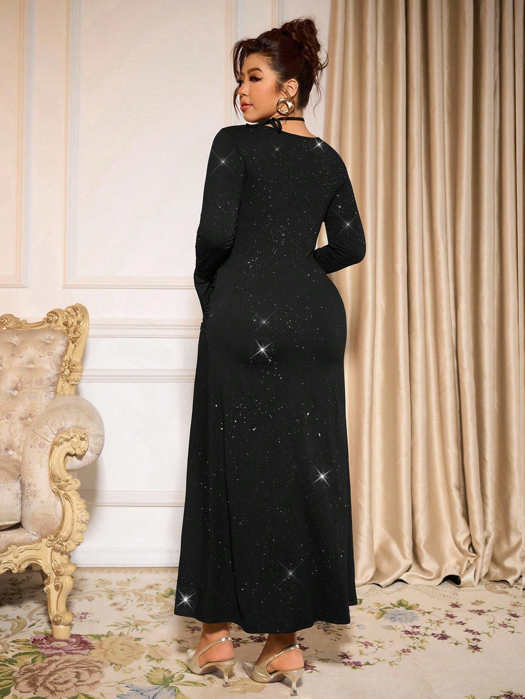 Rochie midi Shein Curve+, negru