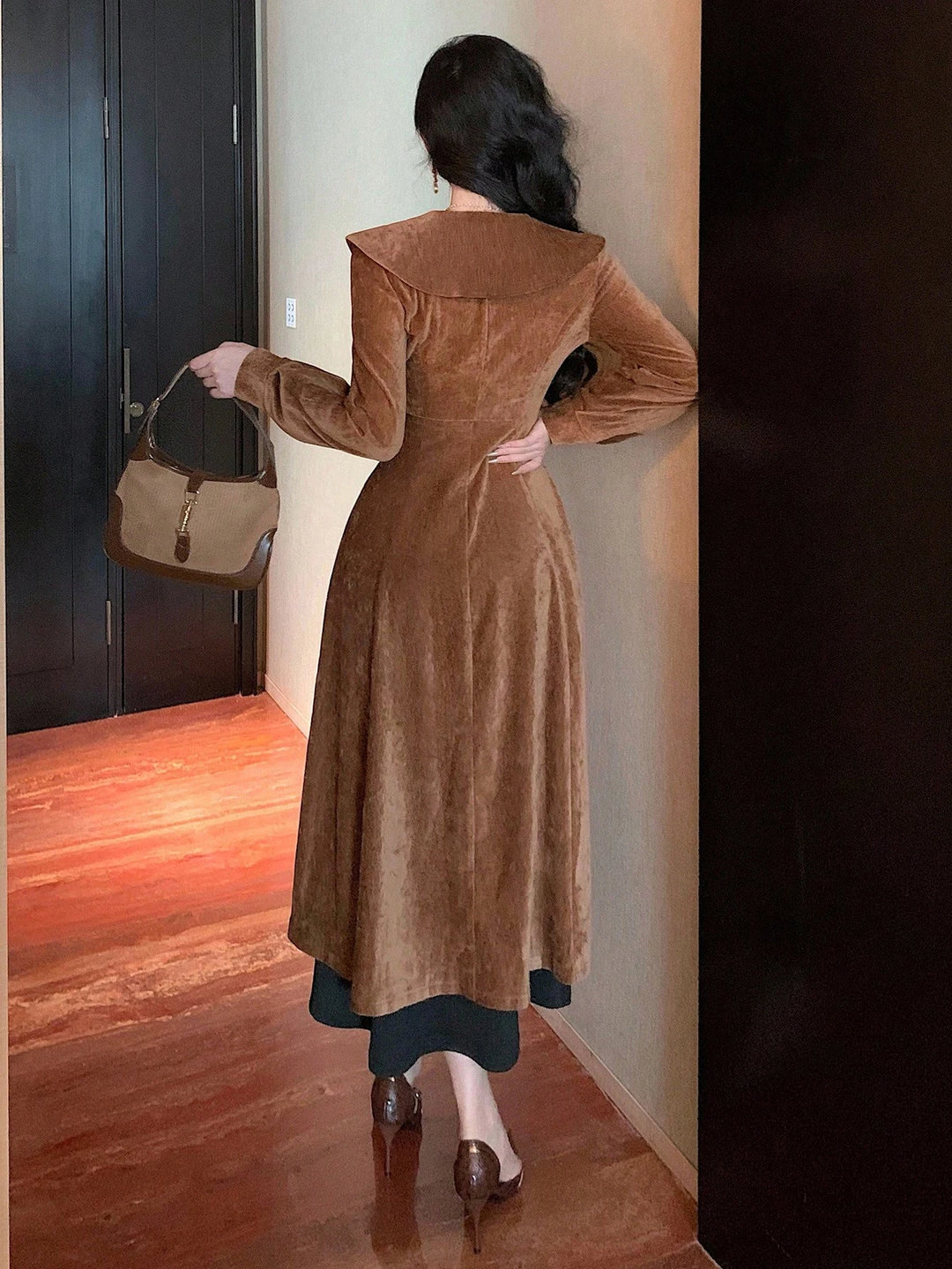 SHEIN Midi Dress, Brown