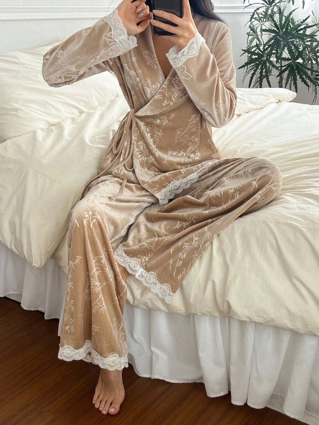 SHEIN Pajama Set, beige