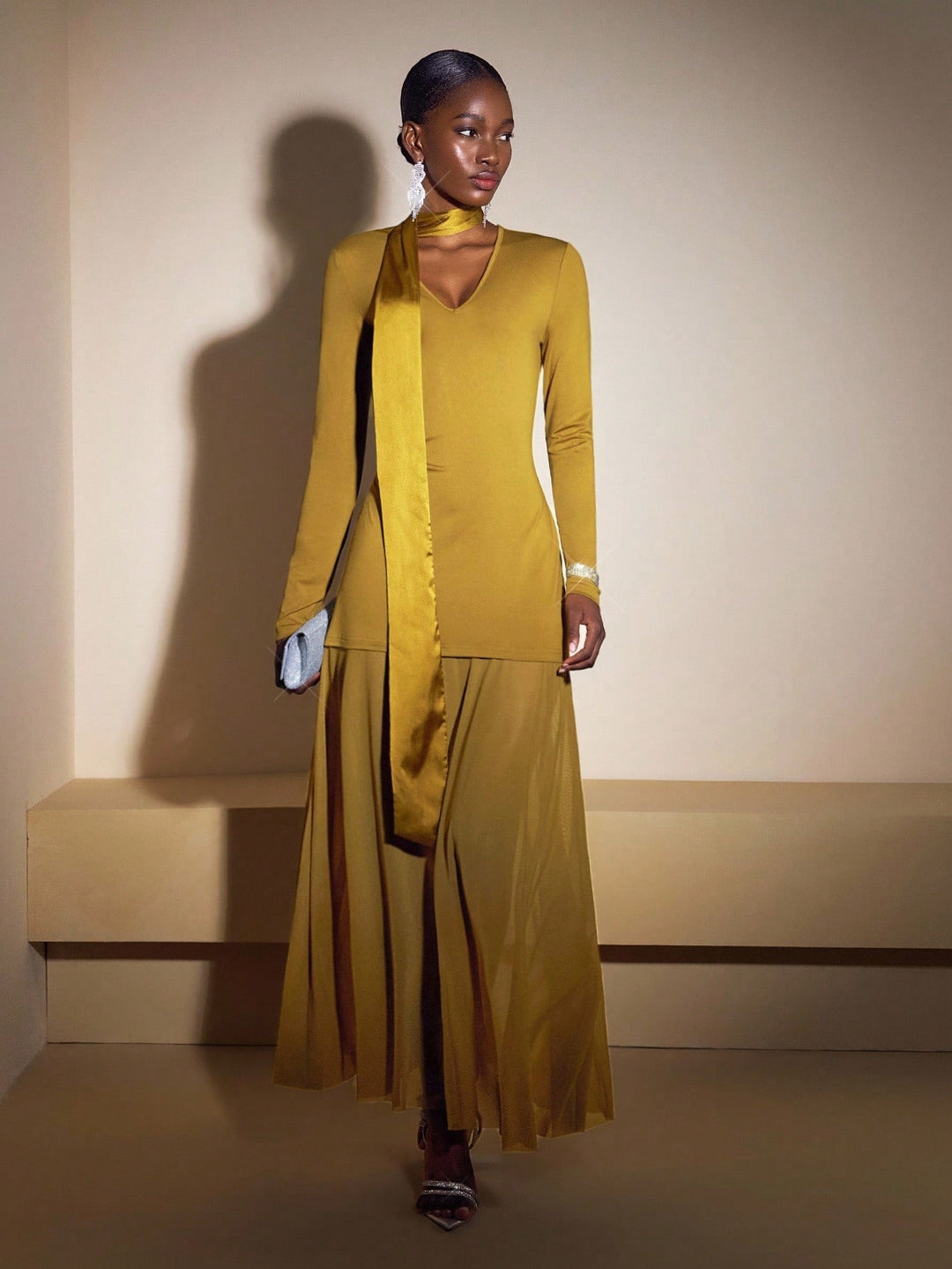 Rochie maxi SHEIN, kaki