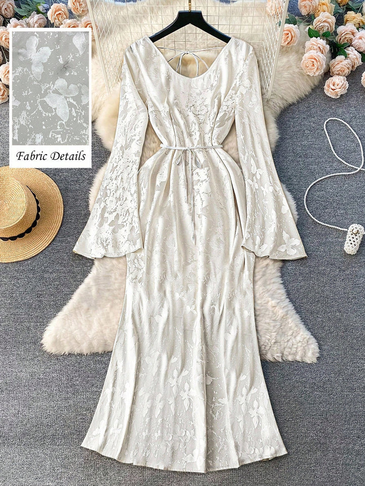 SHEIN maxi ruha, krém színű
