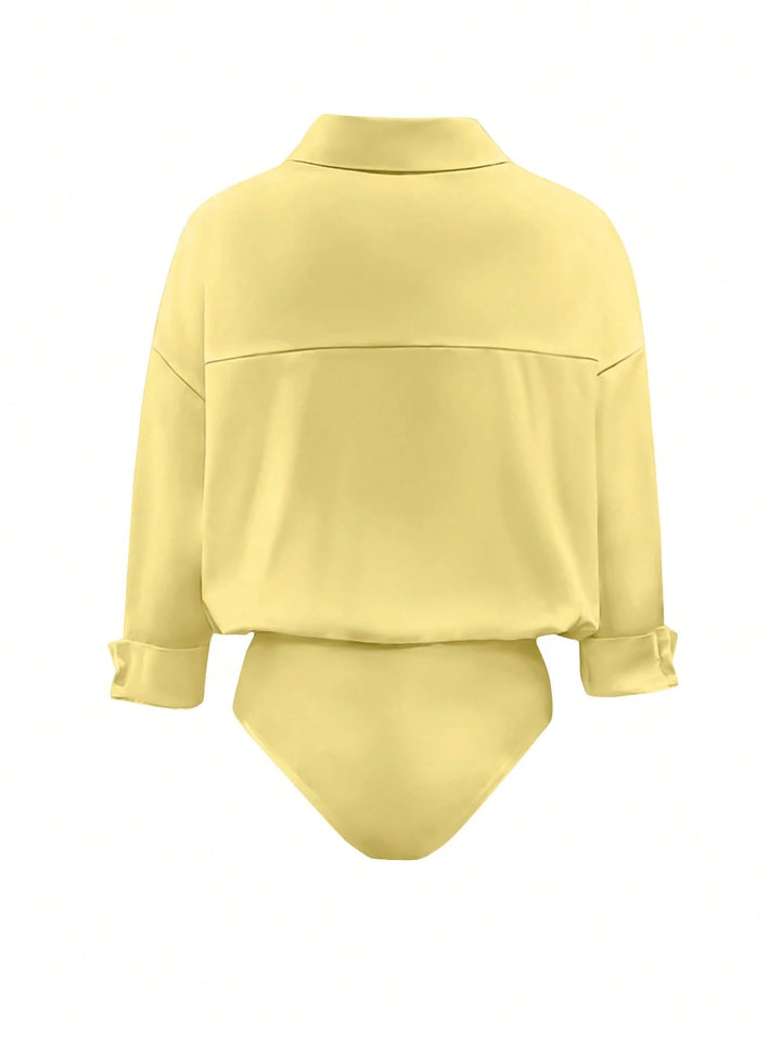 Cămașă tip body SHEIN, galben
