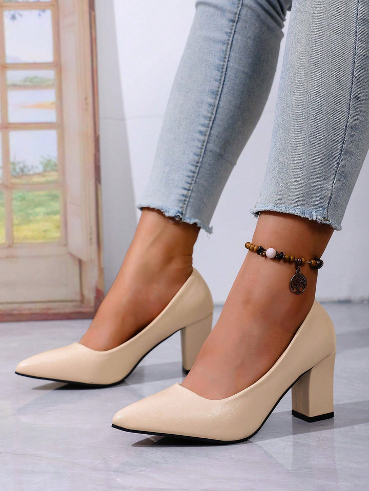 Pantofi cu toc SHEIN, crem