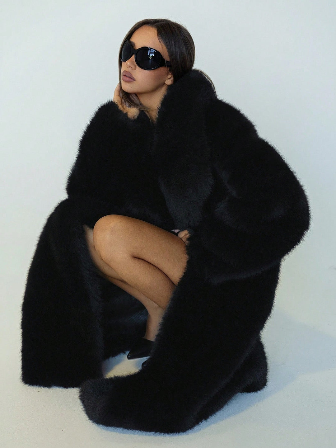 Haină de blană SHEIN, negru