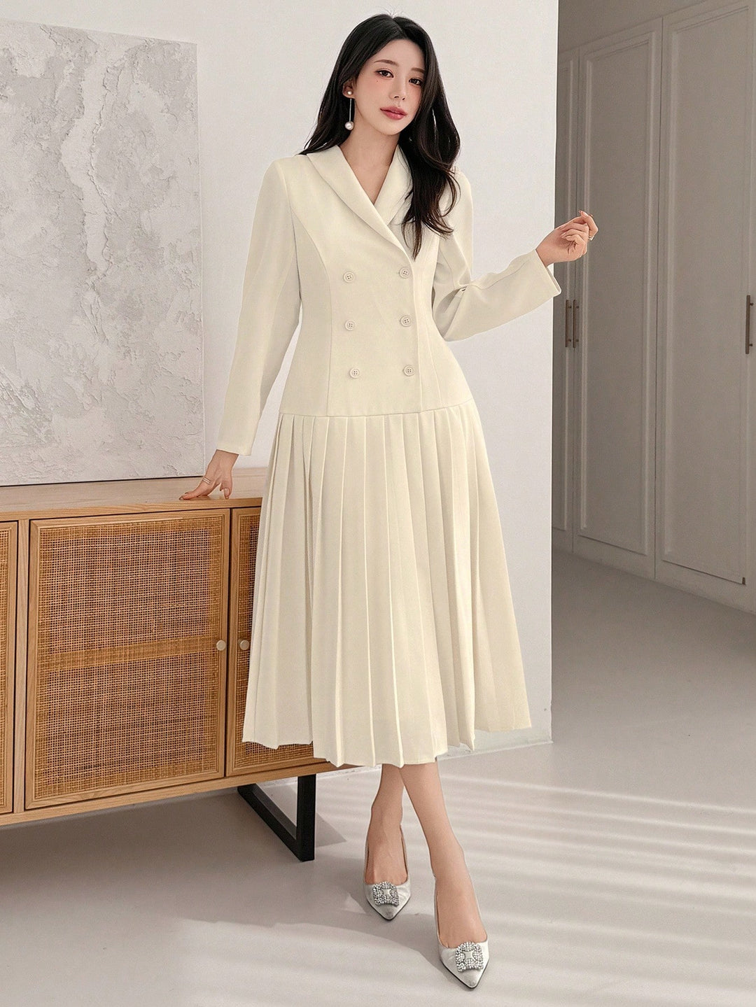 SHEIN bézs maxi ruha