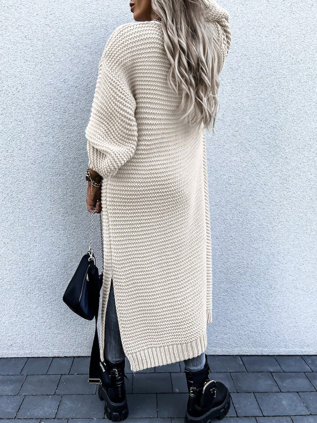 Cardigan lung SHEIN, crem