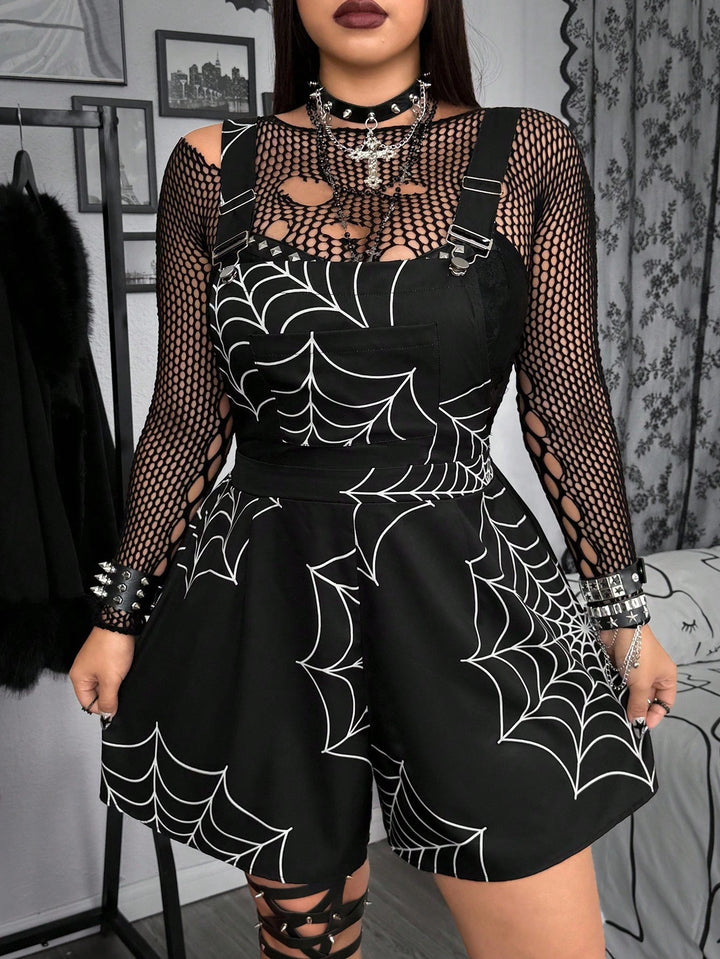 Shein Curve+ rövid overál, fekete