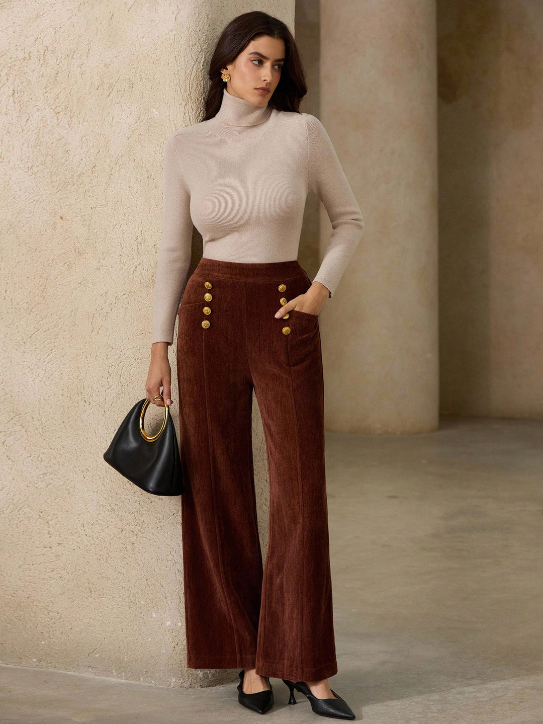 Pantaloni SHEIN, maro