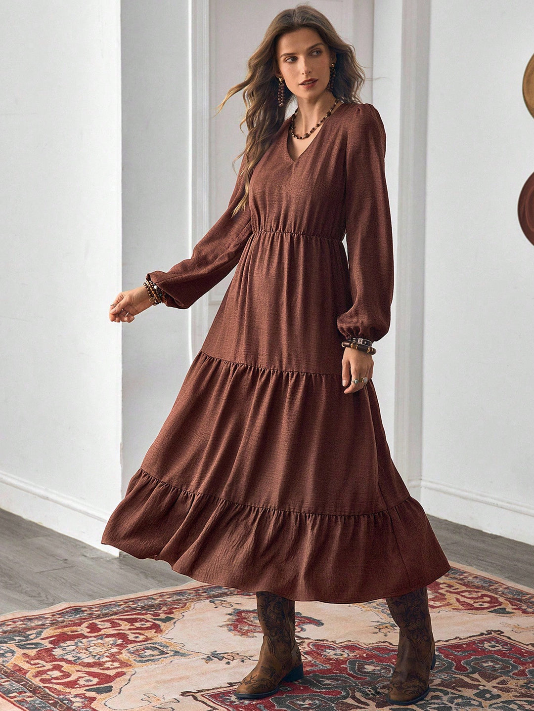 Rochie midi SHEIN, maro