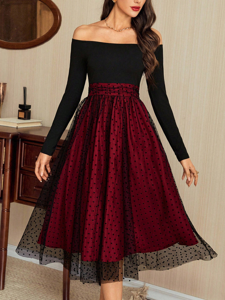 SHEIN bordó midiruha