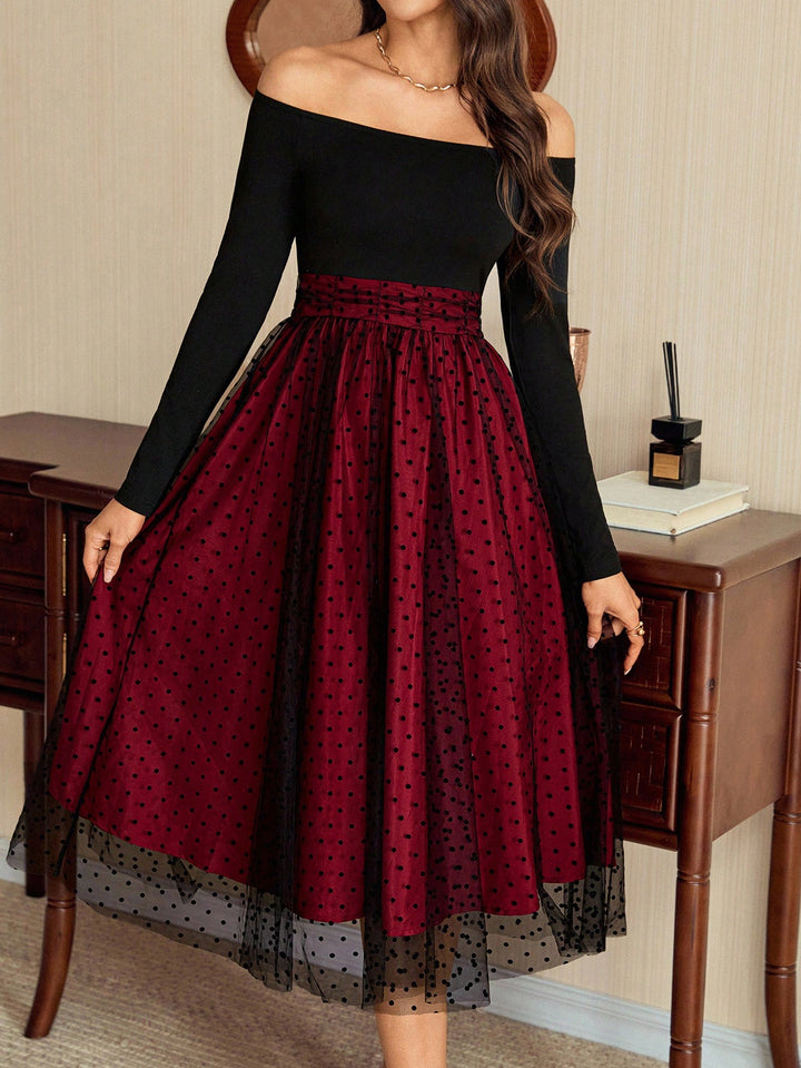 SHEIN bordó midiruha
