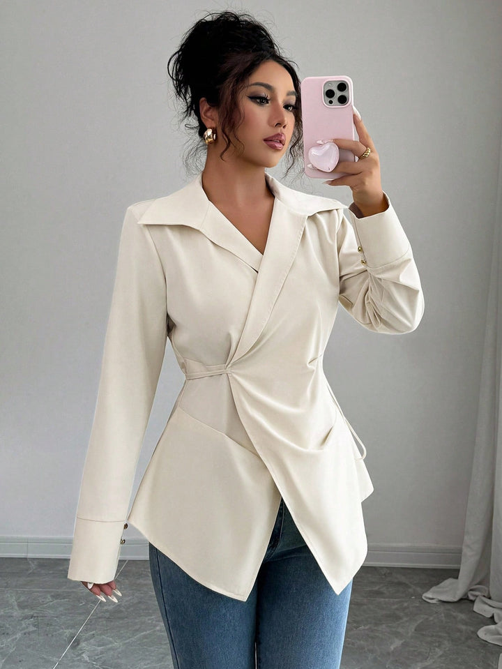 Cămașă wrap SHEIN, portocaliu