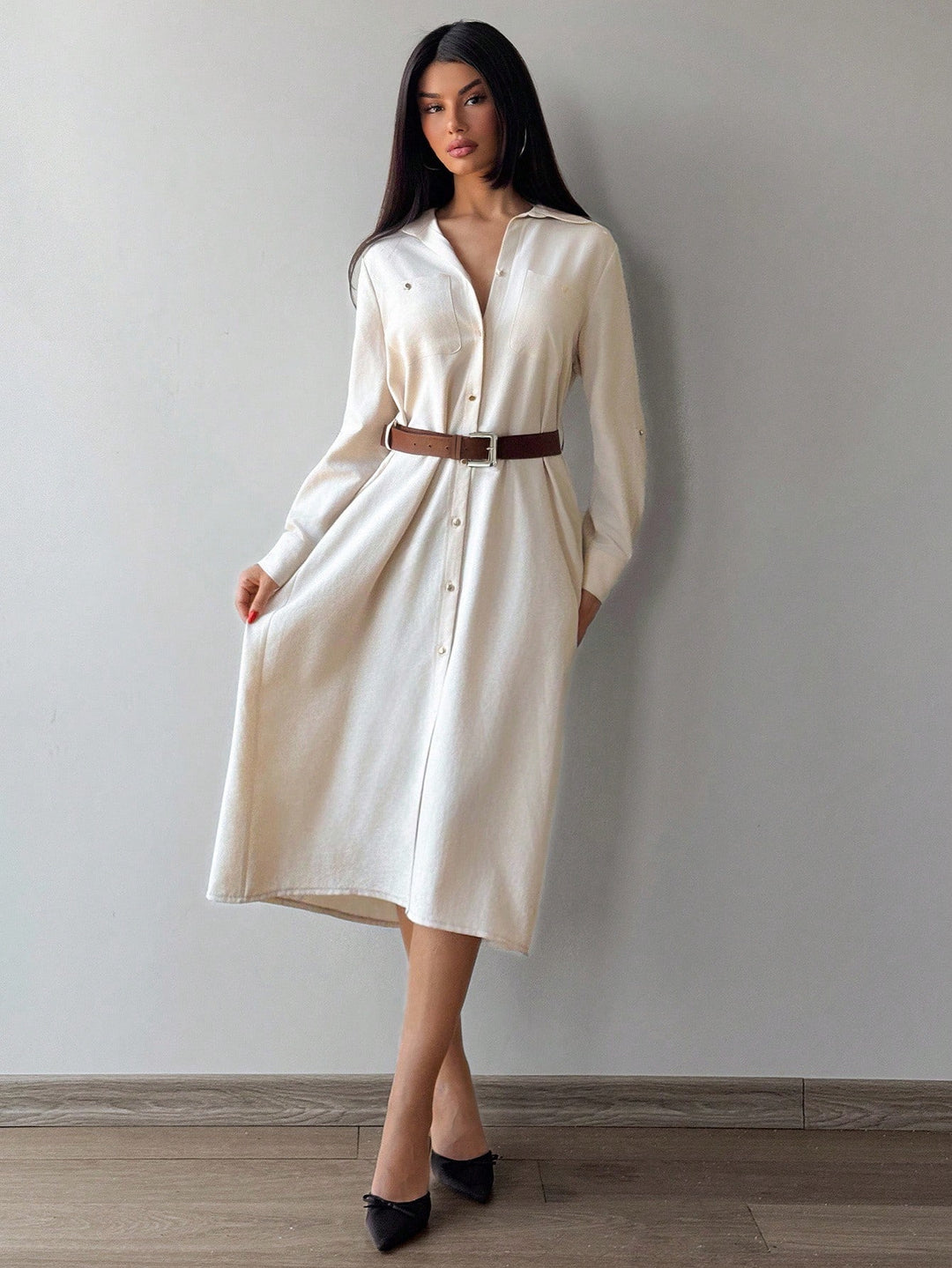 Rochie midi SHEIN, crem