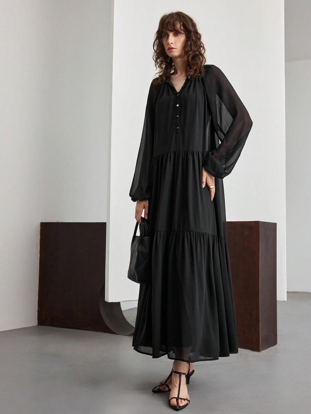 SHEIN maxi ruha, fekete