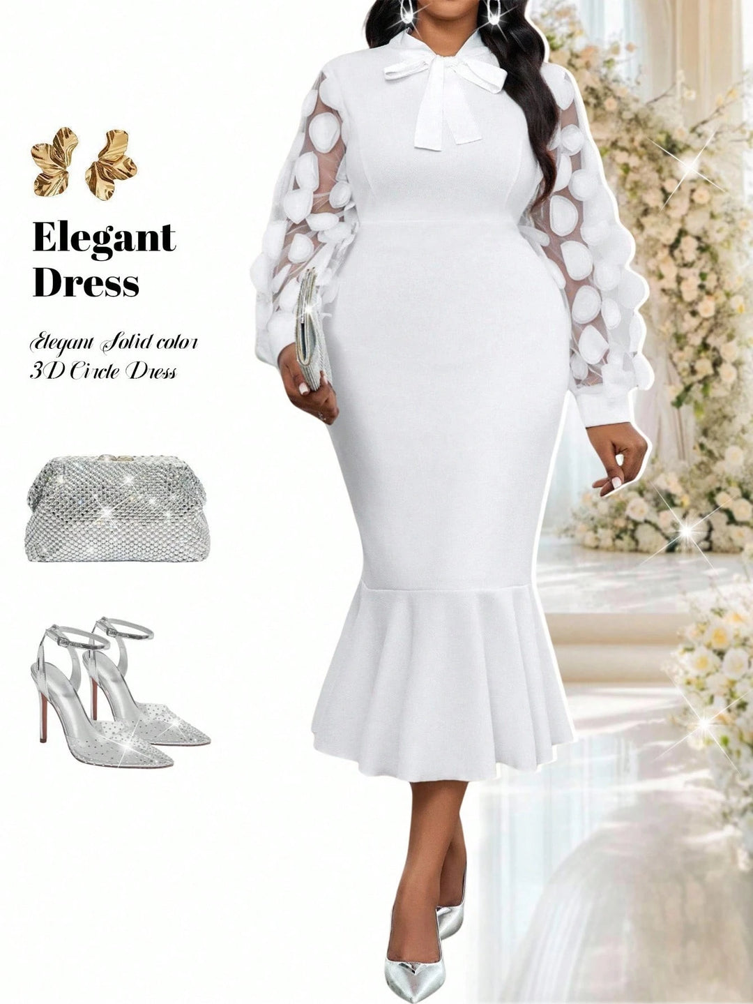 Shein Curve+ maxi ruha, fehér