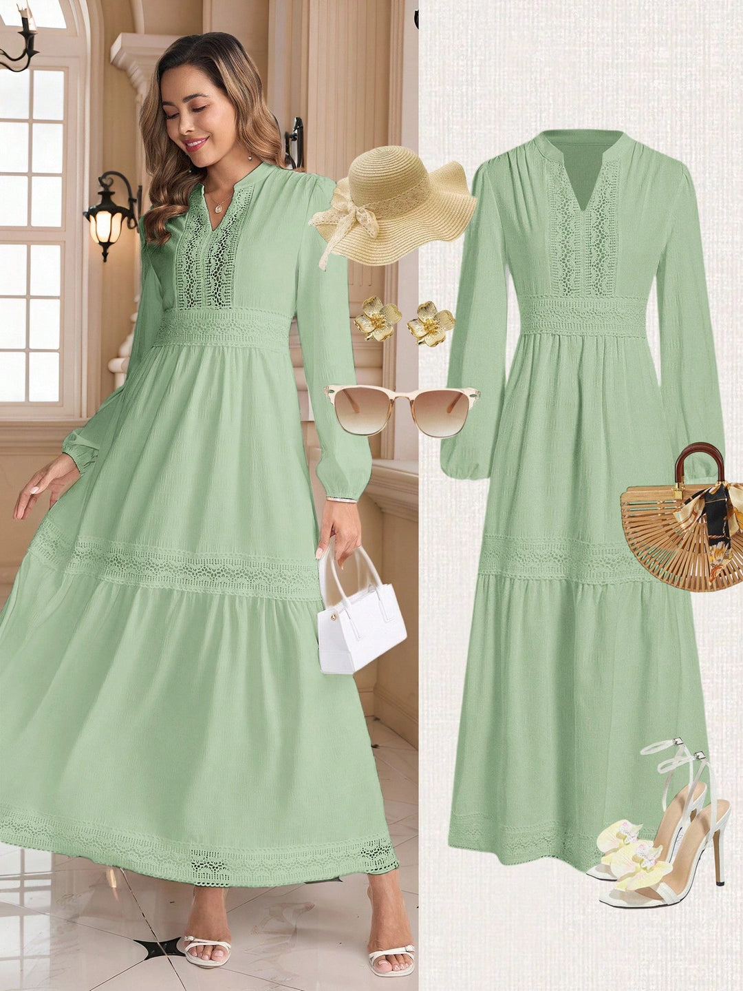 Rochie maxi SHEIN, verde