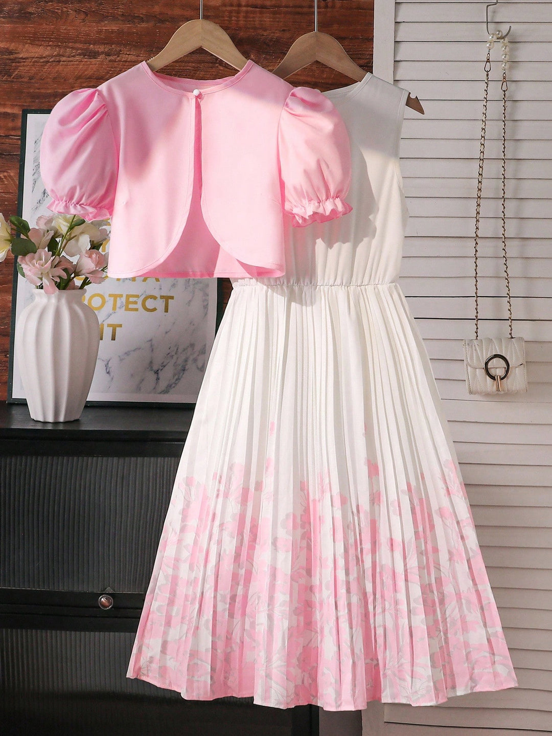 Set rochie și cardigan SHEIN, roz