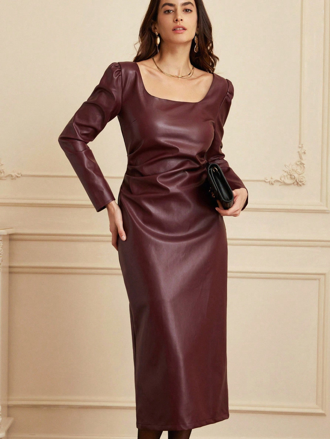 Shein maxi ruha, bordó