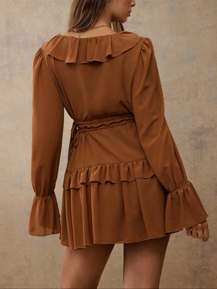 Shein mini ruha, barna