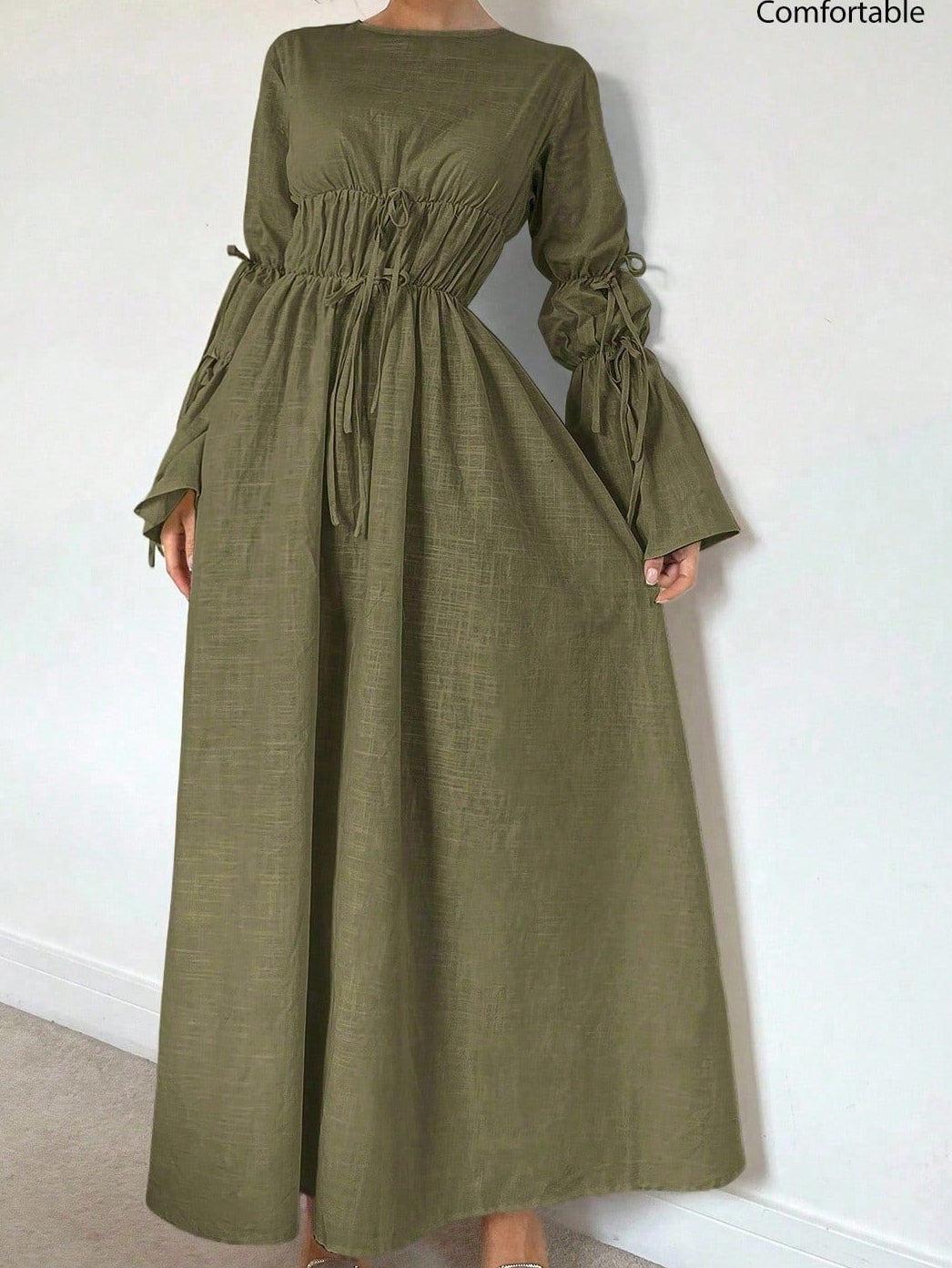 Rochie maxi Shein Curve+, kaki