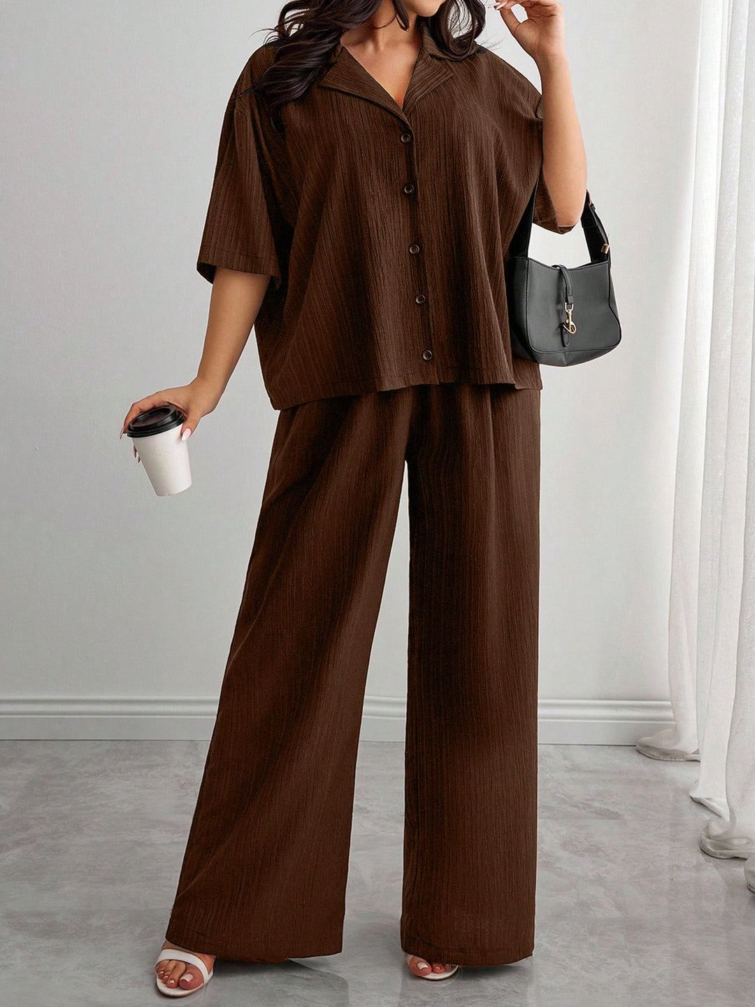 Shein Curve szett, barna