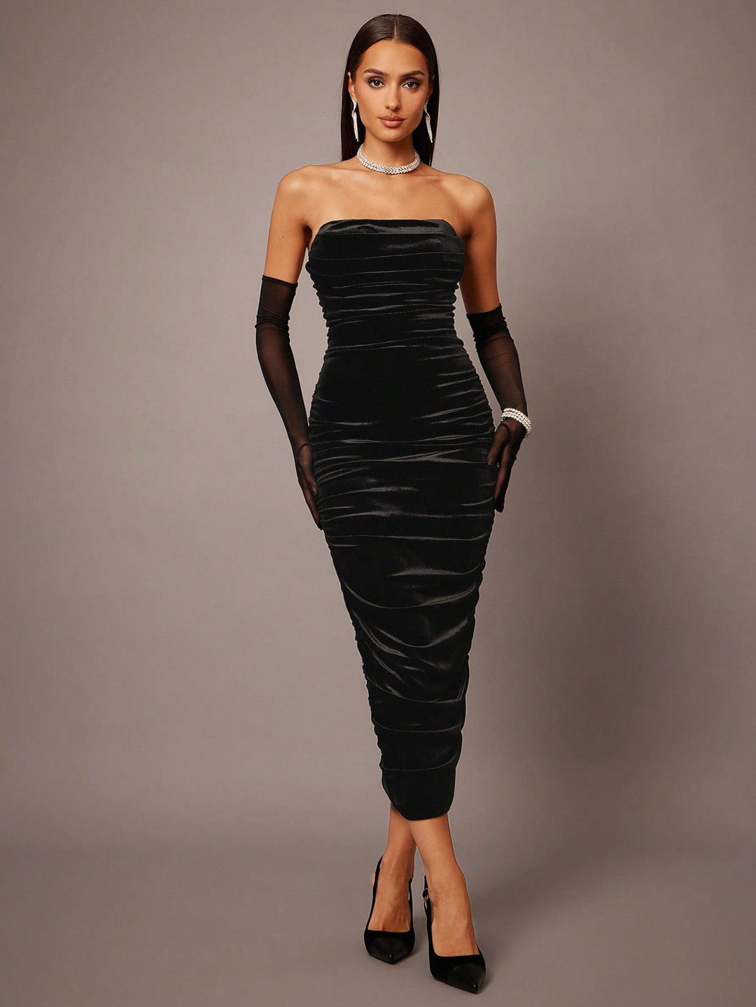 SHEIN maxi ruha, fekete
