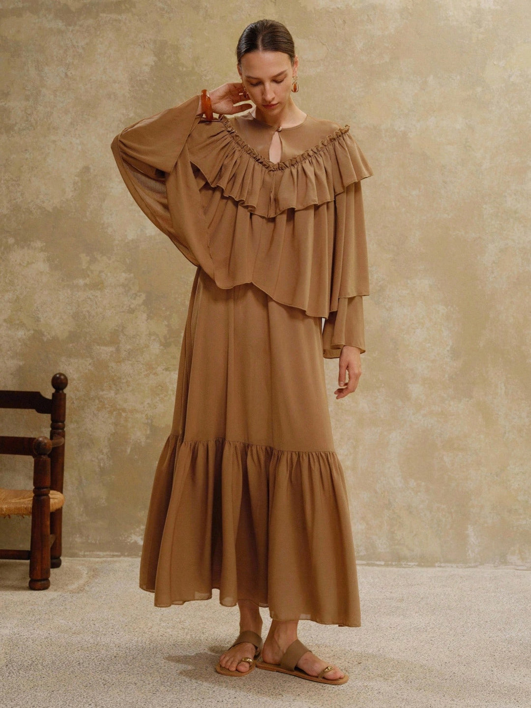 Rochie maxi SHEIN, kaki