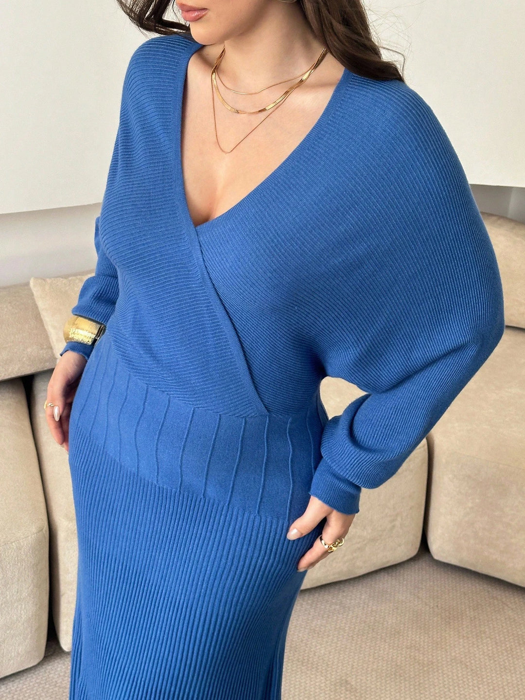 SHEIN midi ruha, kék