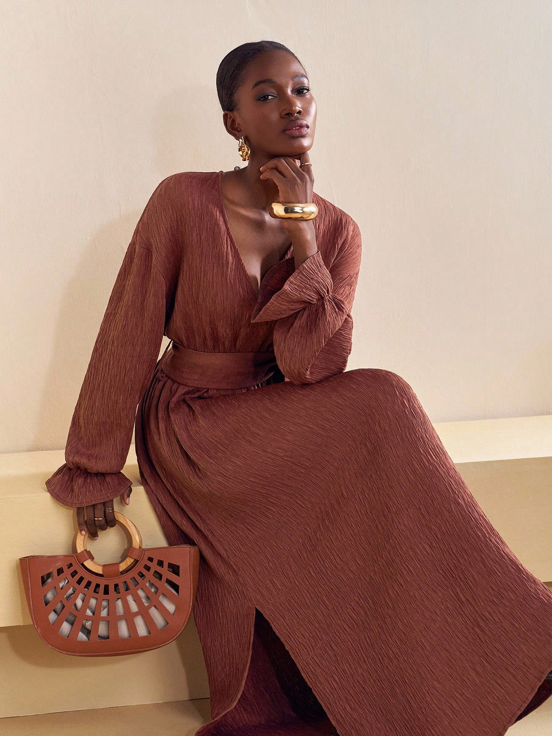 Rochie maxi SHEIN, maro
