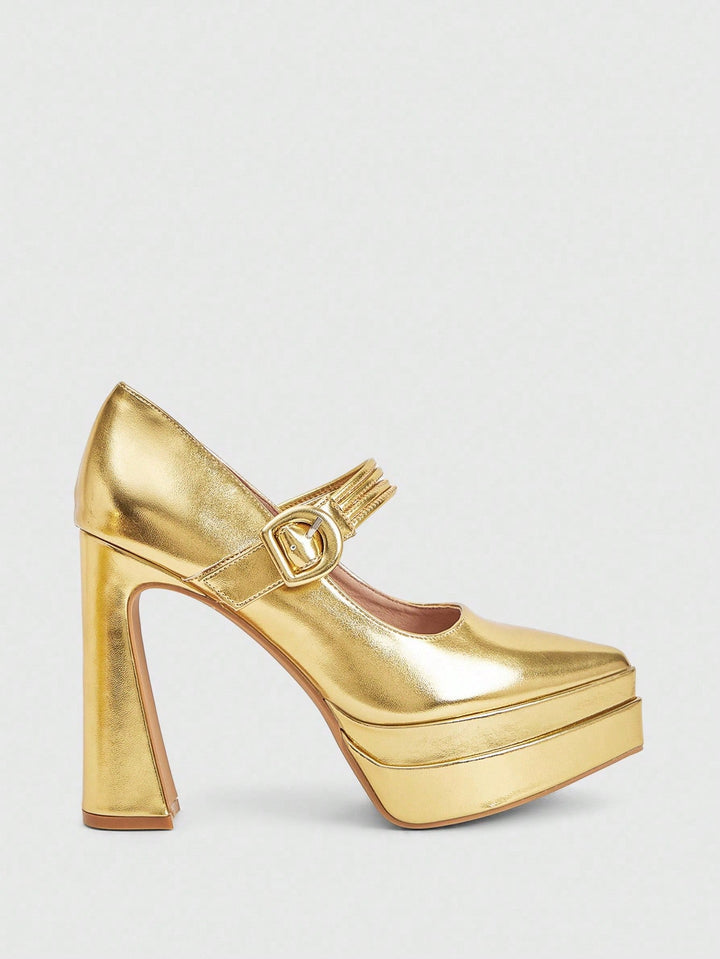 Pantofi cu toc SHEIN, auriu