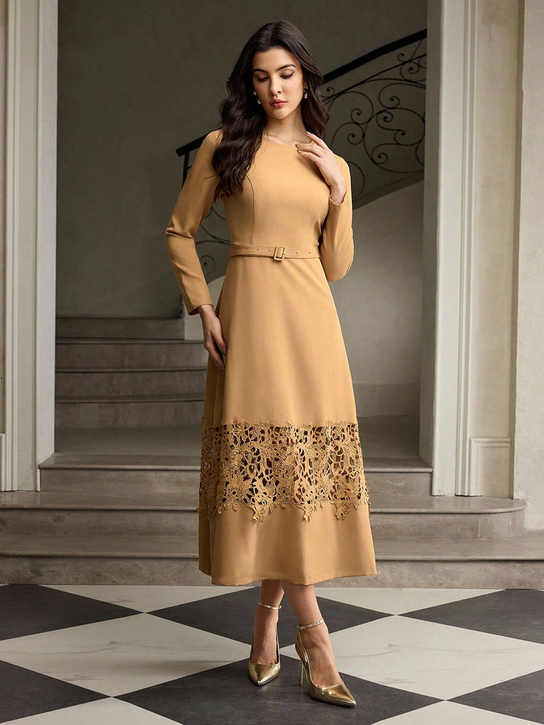 Rochie midi SHEIN, kaki