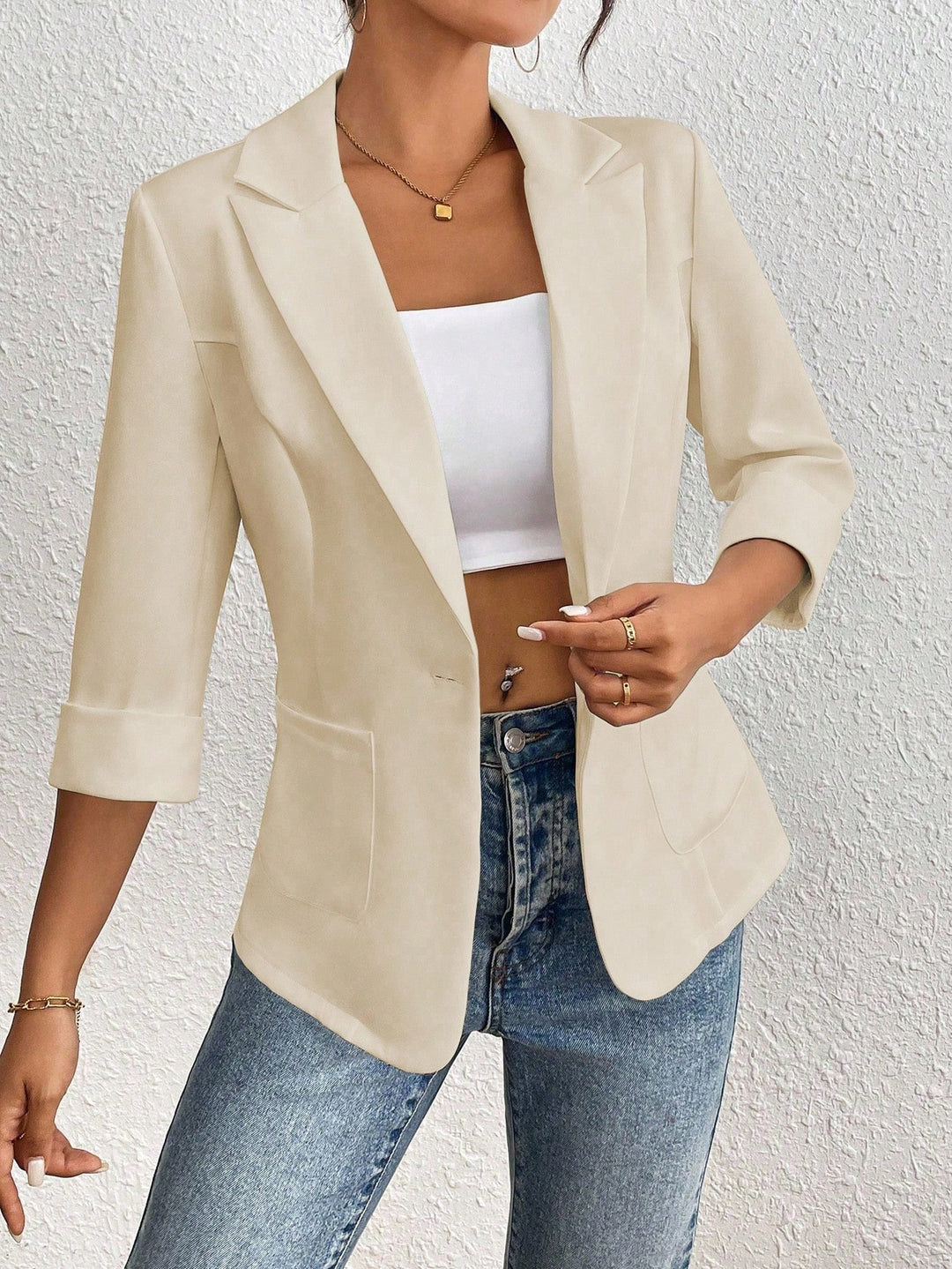 SHEIN blézer, krém