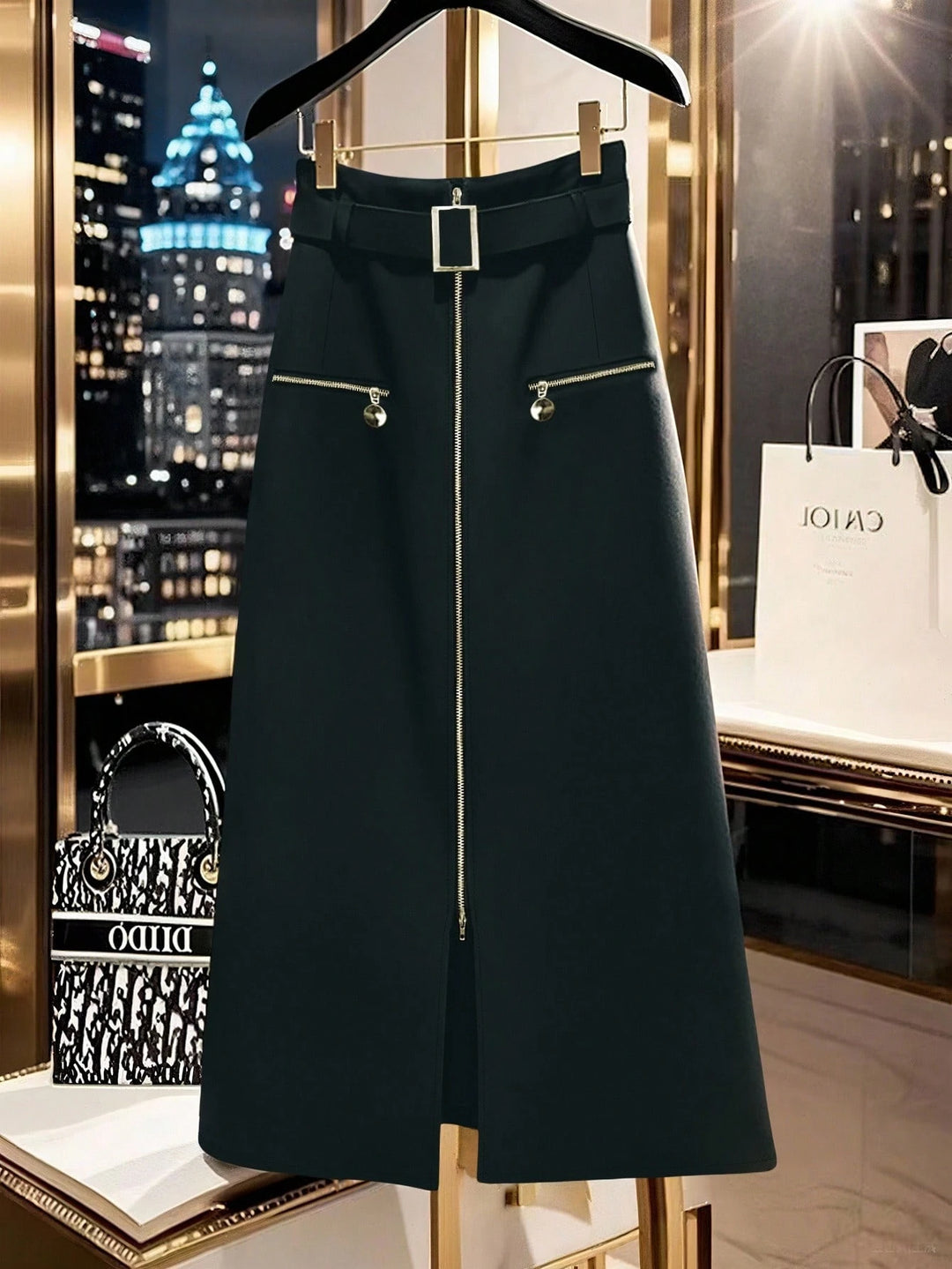 Shein Curve+ midi szoknya, szürke