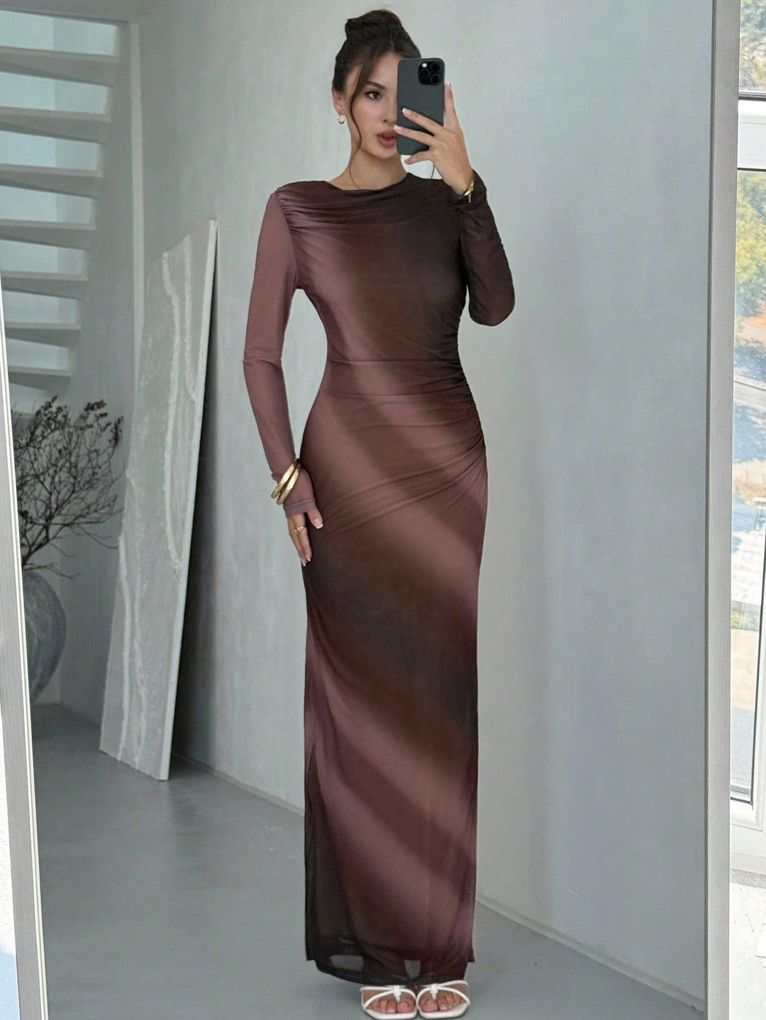 Rochie maxi SHEIN, maro