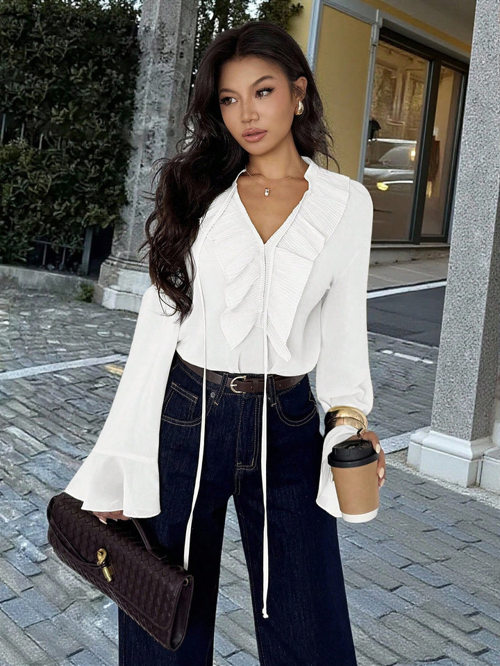 Cămașă dantelată SHEIN, alb