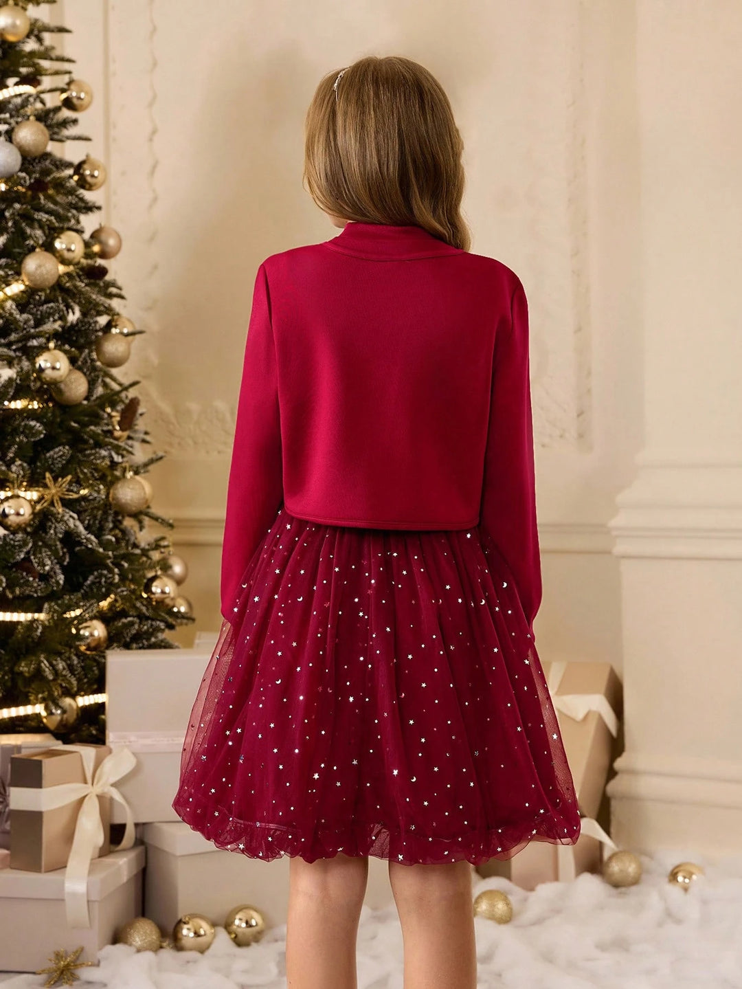 Set rochie și cardigan, vișiniu