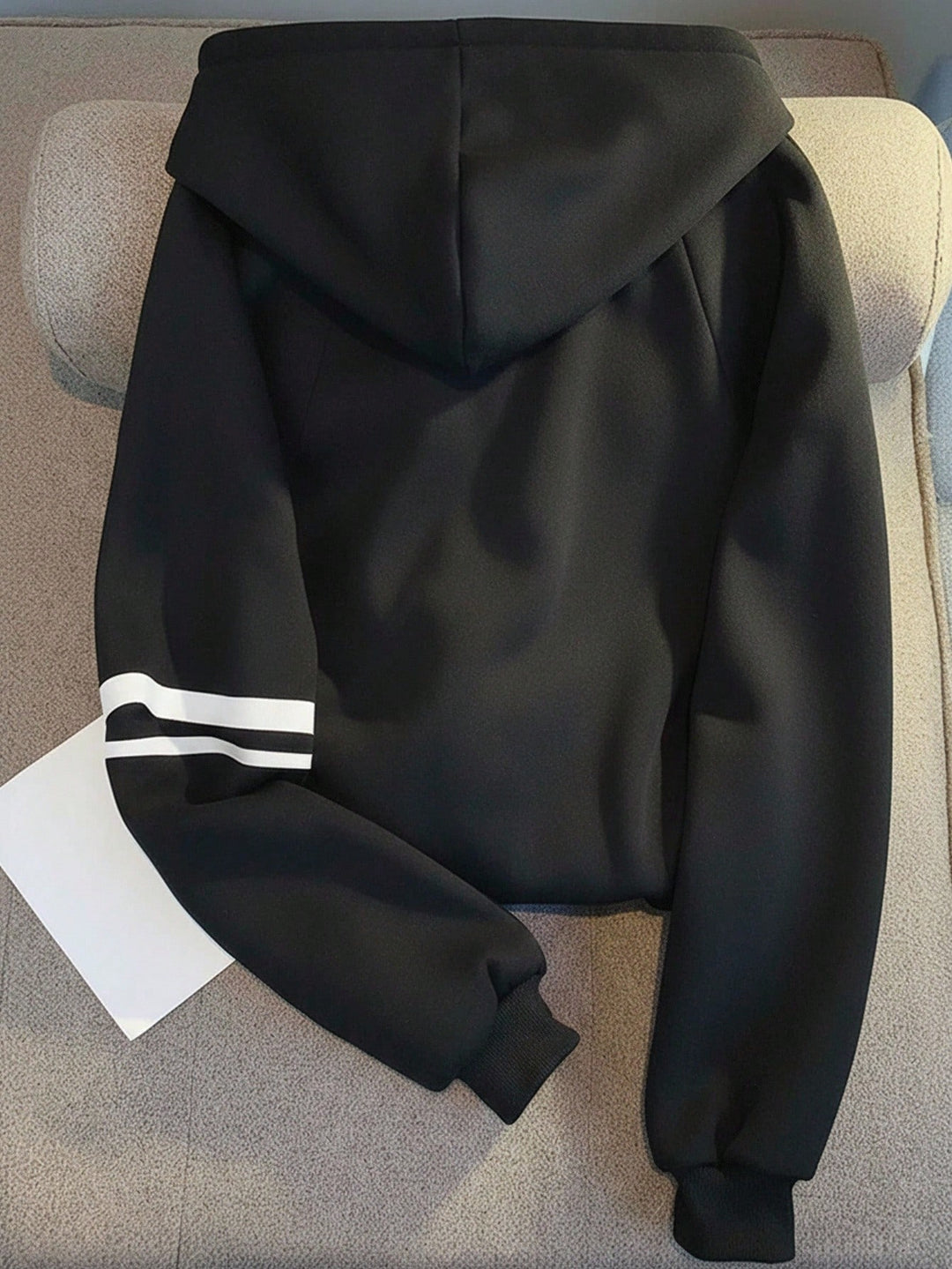 SHEIN cipzáros kapucnis felső, fekete